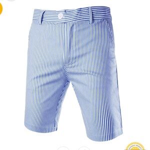Allegra K Blue and White Flat Front Shorts